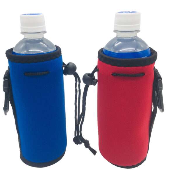 Neoprene Water Bottle Insulator with Drawstring Closure and Carabiner