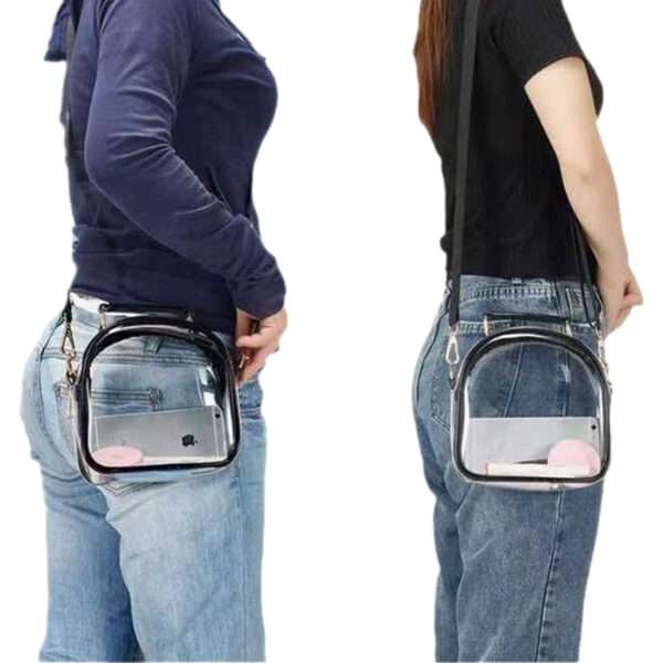 Stadium Secure Transparent Crossbody Bag with Zippered Compartments and Detachable Strap