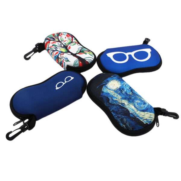 Neoprene Zipper Sunglass Case with Carabiner Clip - Customizable Full Color Logo Print