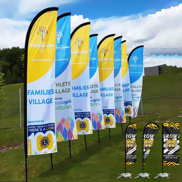 Make your brand soar with custom feather flags! Get noticed with vibrant, weatherproof flags. Easy to use, perfect for events & promotions!