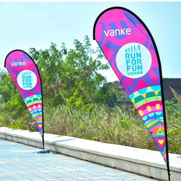 Elevate your brand with custom teardrop flags! Eye-catching, durable, and perfect for indoor/outdoor promotion.