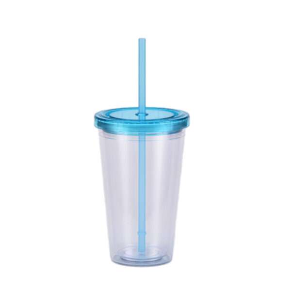 A 16-ounce double-wall acrylic tumbler with a screw-on lid and matching straw. Perfect for keeping drinks cold and promoting your brand.