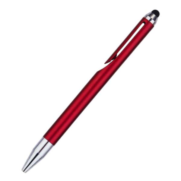 Versatile DualTask Twist-Action Stylus Pen in multiple colors with customizable logo imprint.