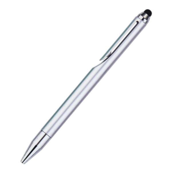 Versatile DualTask Twist-Action Stylus Pen in multiple colors with customizable logo imprint.