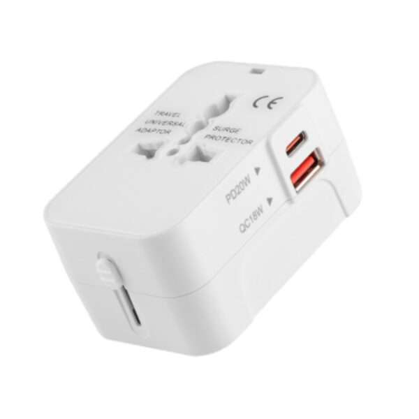 Universal travel adapter with rapid USB charging and global compatibility