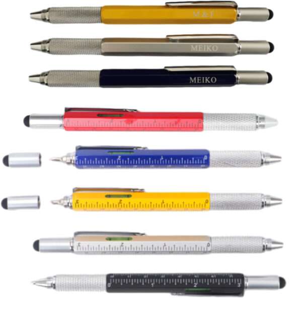 6-in-1 Multi-Tool Pen: Write, measure, level, connect & fix.