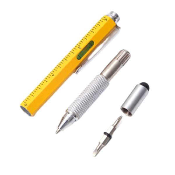 6-in-1 Multi-Tool Pen: Write, measure, level, connect & fix.