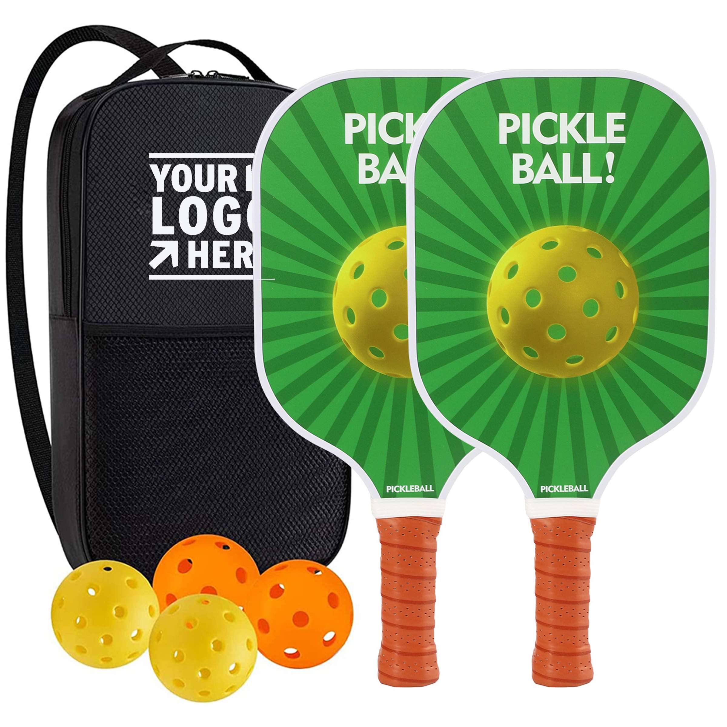 Complete Pickleball Set with Customizable Glass Fiber Rackets and Bag