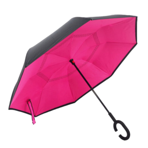 Inverted promotional umbrella with customizable logo space and colorful interior