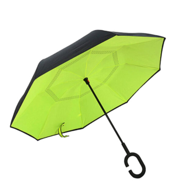 Inverted promotional umbrella with customizable logo space and colorful interior