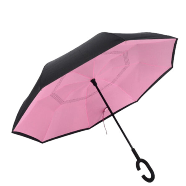 Inverted promotional umbrella with customizable logo space and colorful interior