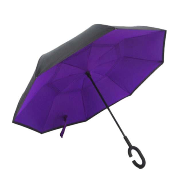 Inverted promotional umbrella with customizable logo space and colorful interior