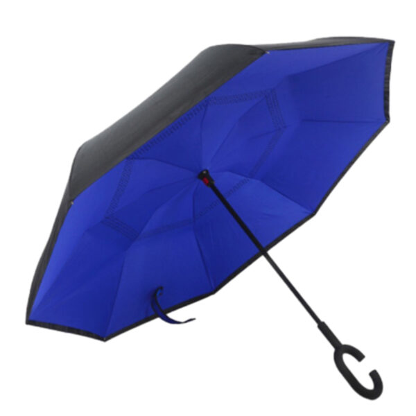 Inverted promotional umbrella with customizable logo space and colorful interior