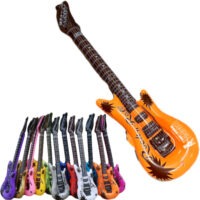 Colorful 37-inch inflatable rock guitars lined up in 12 bright colors.