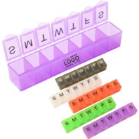 Custom Seven Day Pill Reminder with labeled daily compartments.