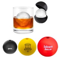 Silicone ice sphere mold showing round ice ball shape for drink preparation.